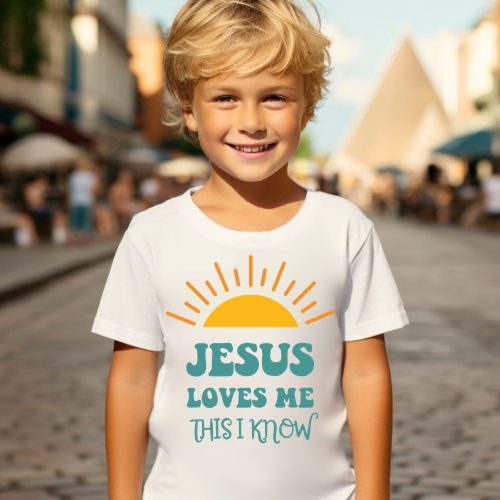 Jesus loves me - Gyerek Környakú Póló